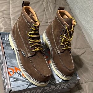 Brown Leather Boots with Yellow Laces